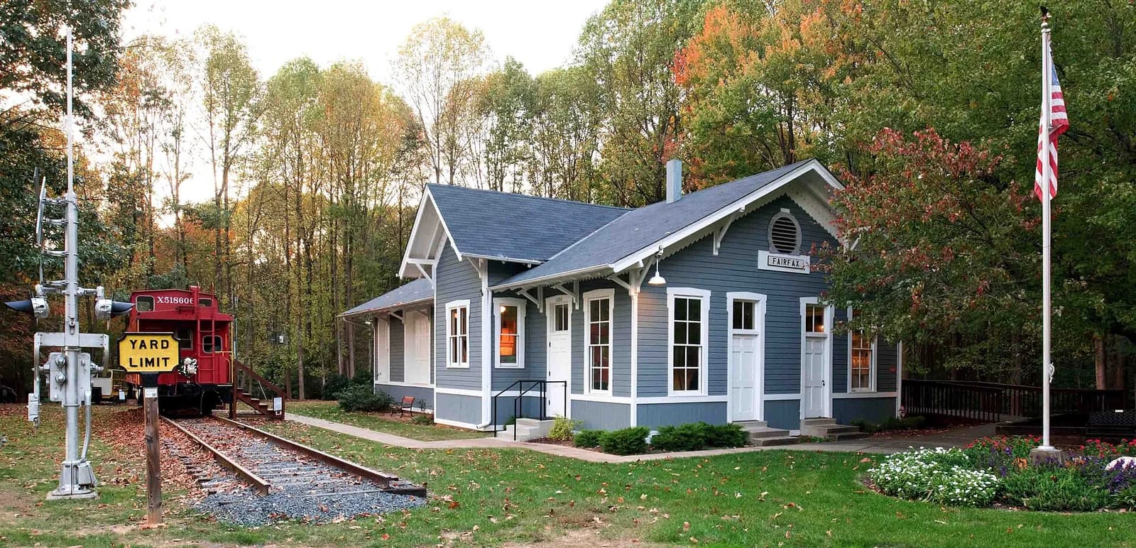 Fairfax Station Railroad Museum and its wooded grounds